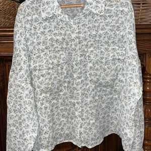 Women's Light Green Floral Button-Front Blouse and now this new!
